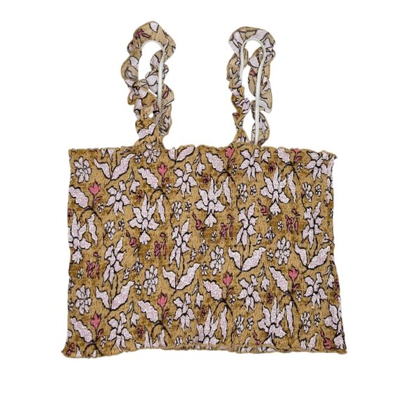 NWT Aerie Jungle Thrills Smocked Floral Print Crop Top - Picture 3 of 7